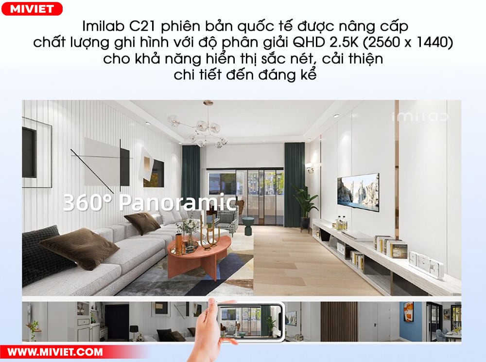 Imilab C21 phiên bản quốc tế được nâng cấp chất lượng ghi hình với độ phân giải QHD 2.5K (2560 x 1440) cho khả năng hiển thị sắc nét, cải thiện chi tiết đến đáng kể