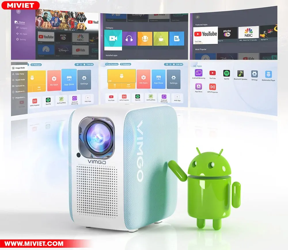 Máy chiếu Vimgo P10 Full HD - 2022 Hỗ trợ Android 9.0 với không gian giải trí bất tận