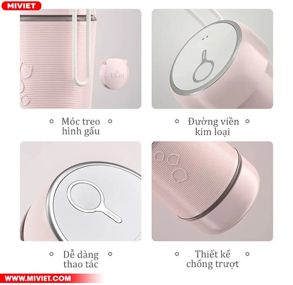 Máy xay sinh tố đa năng cầm tay Bear LLJ-B03C1 - Tiếng Anh - HDSD Tiếng Việt Thiết kế nhỏ gọn, tinh tế, dễ dàng sử dụng