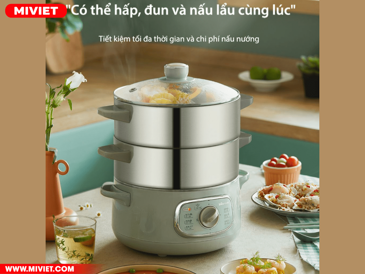 Nồi hấp và nấu lẩu điện đa năng Bear DZG-D80G5
