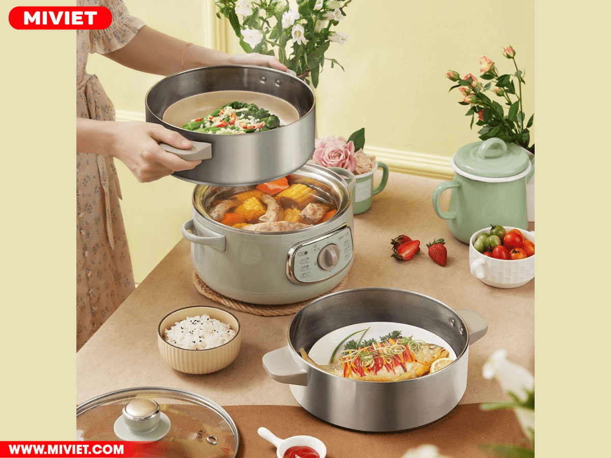 Nồi hấp và nấu lẩu điện đa năng Bear DZG-D80G5