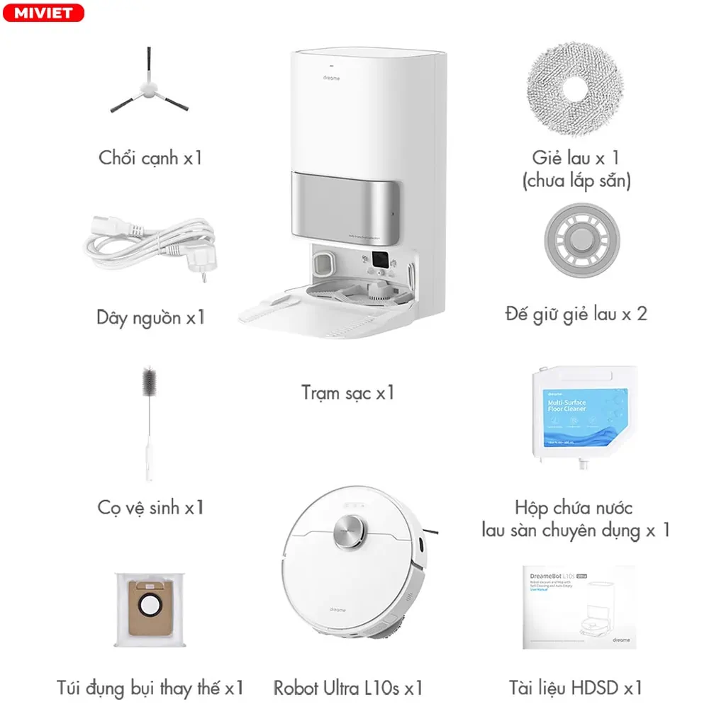 Robot hút bụi lau nhà Dreame L10S Ultra - Quốc Tế - Bản Tiêu Chuẩn Bộ sản phẩm đầy đủ Dreame L10S Ultra