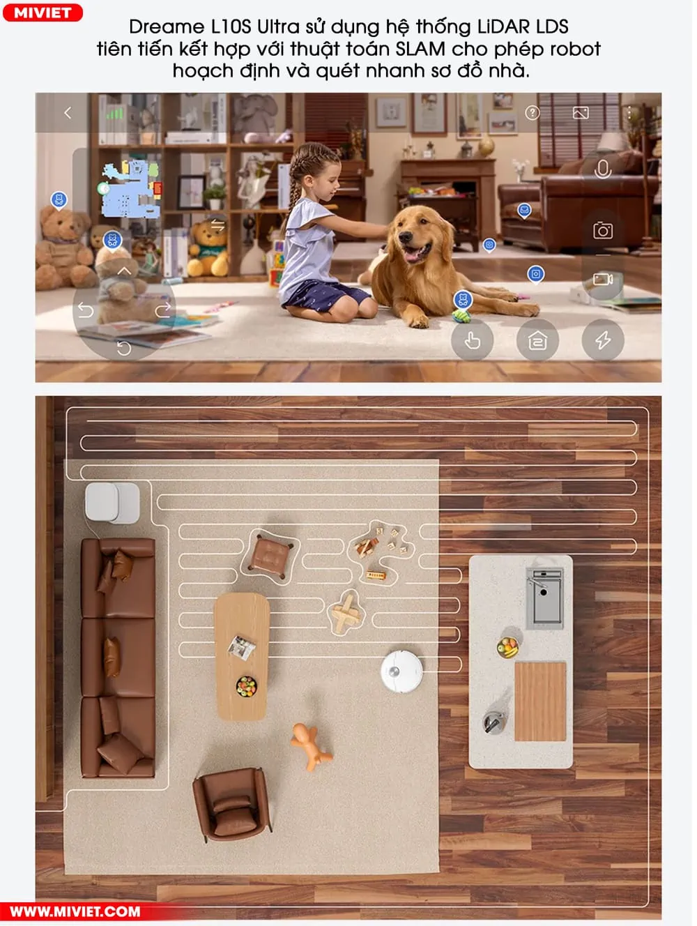 Robot hút bụi lau nhà Dreame L10S Ultra - Quốc Tế - Bản Tiêu Chuẩn Điều hướng và di chuyển chuẩn xác