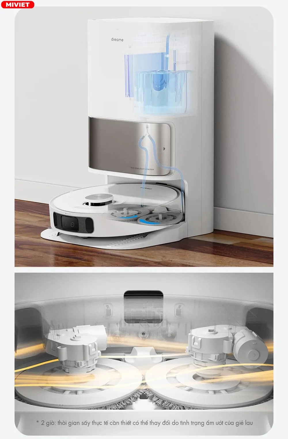 Robot hút bụi lau nhà Dreame L10S Ultra - Quốc Tế - Bản Tiêu Chuẩn Sấy khô khăn lau trong 2 giờ bằng hơi nóng 45 độ