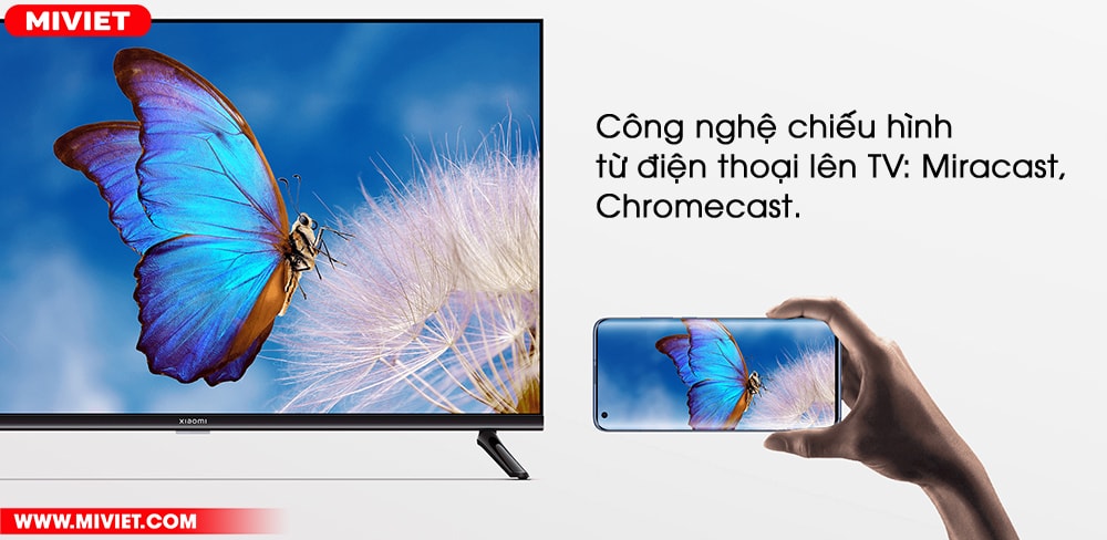 Smart Tivi Xiaomi A2 32 inch - Bản Quốc Tế - Chính Hãng Công nghệ chiếu hình từ điện thoại lên TV Miracast, Chromecast