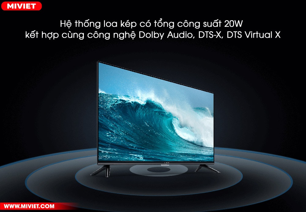 Smart Tivi Xiaomi A2 32 inch - Bản Quốc Tế - Chính Hãng Hệ thống âm thanh chất lượng với tổng công suất 20W