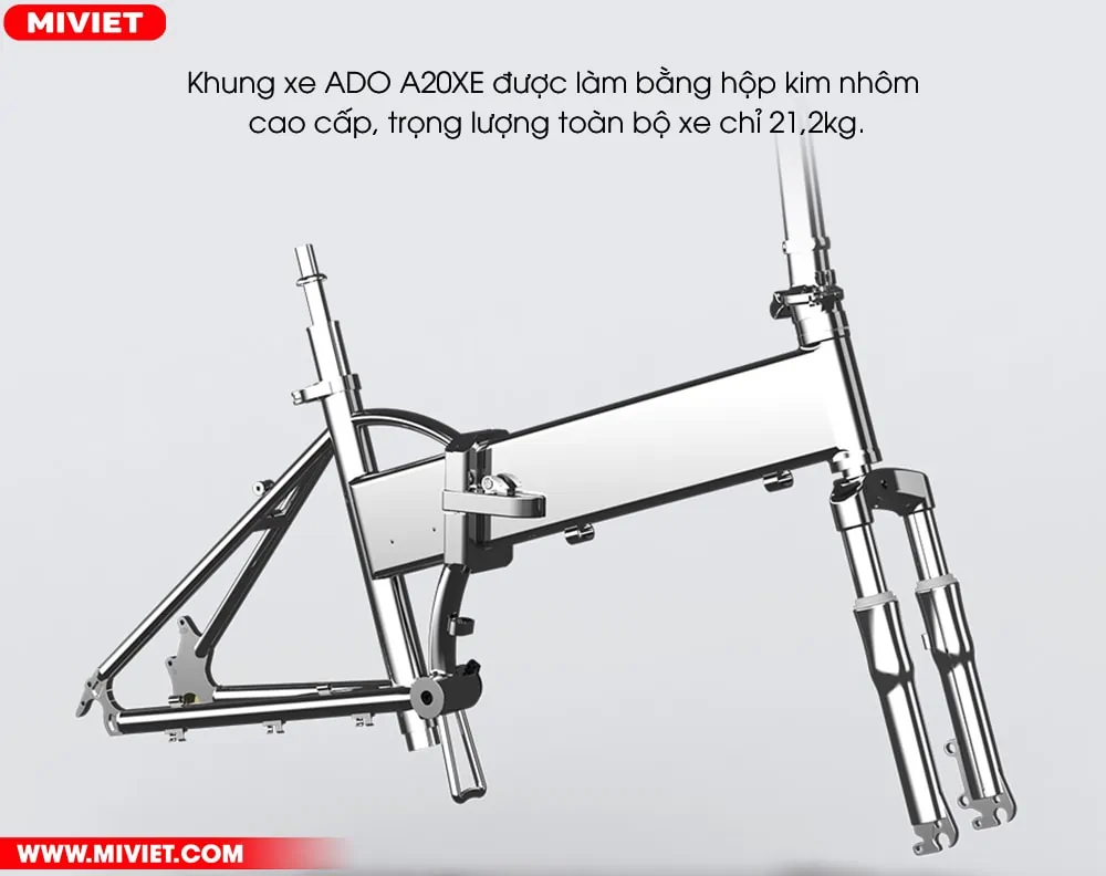 Khung xe được làm từ hộp kim nhôm cao cấp trải qua kiểm nghiệm khắc khe