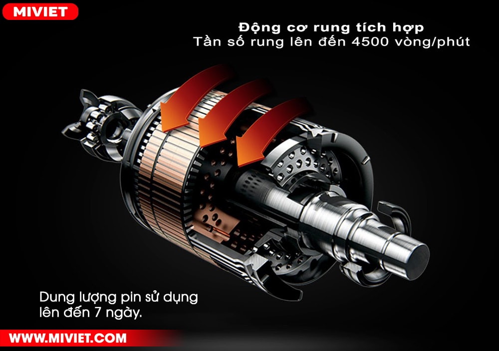 Tần số rung cao, dung lượng pin lớn