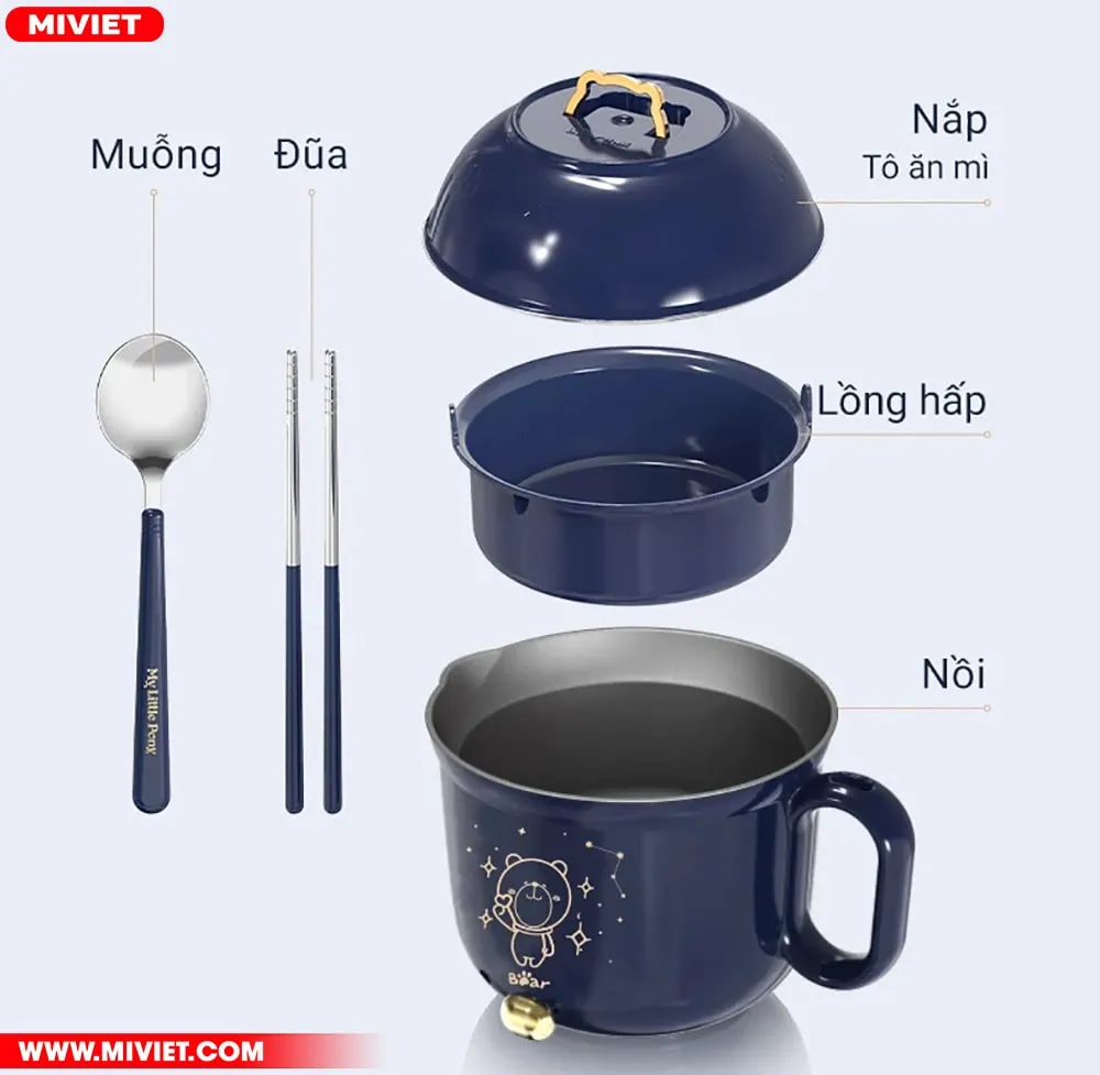 Bộ sản phẩm đầy đủ nồi điện đa năng Bear DRG-E12A1