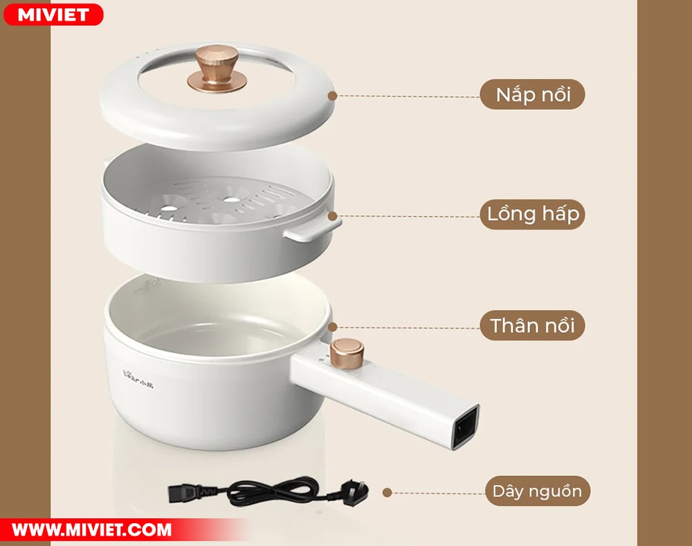 Bộ sản phẩm nồi điện đa năng Bear DRG-P16M2