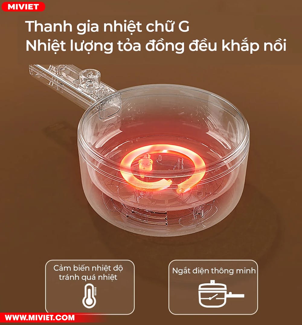 Gia nhiệt nhanh, tự ngắt khi quá nhiệt  