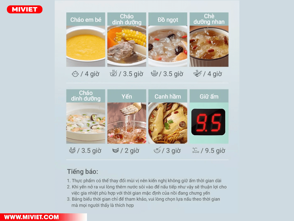 Nồi Nấu Chậm Bear DDG-D20P1 có 8 chức năng nổi bật 