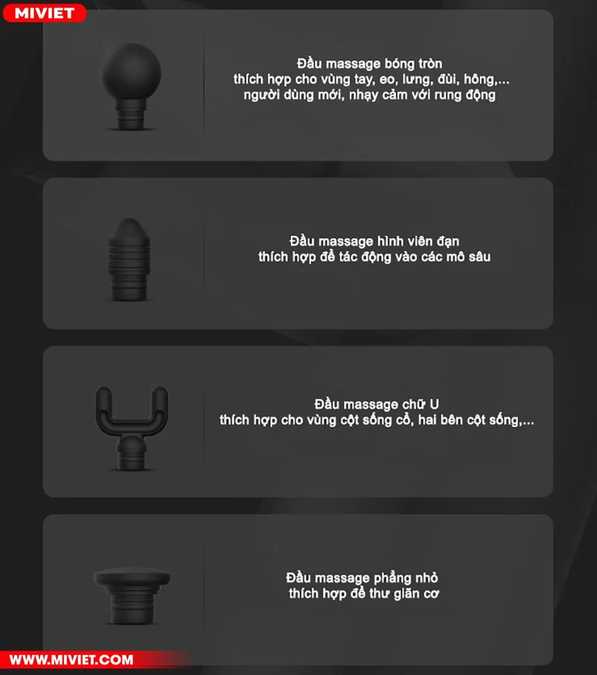 Súng massage cầm tay TriggerPoint Xiaomi Momoda SX319 - Chính hãng 4 đầu massage silicon phù hợp với từng mục đích sử dụng