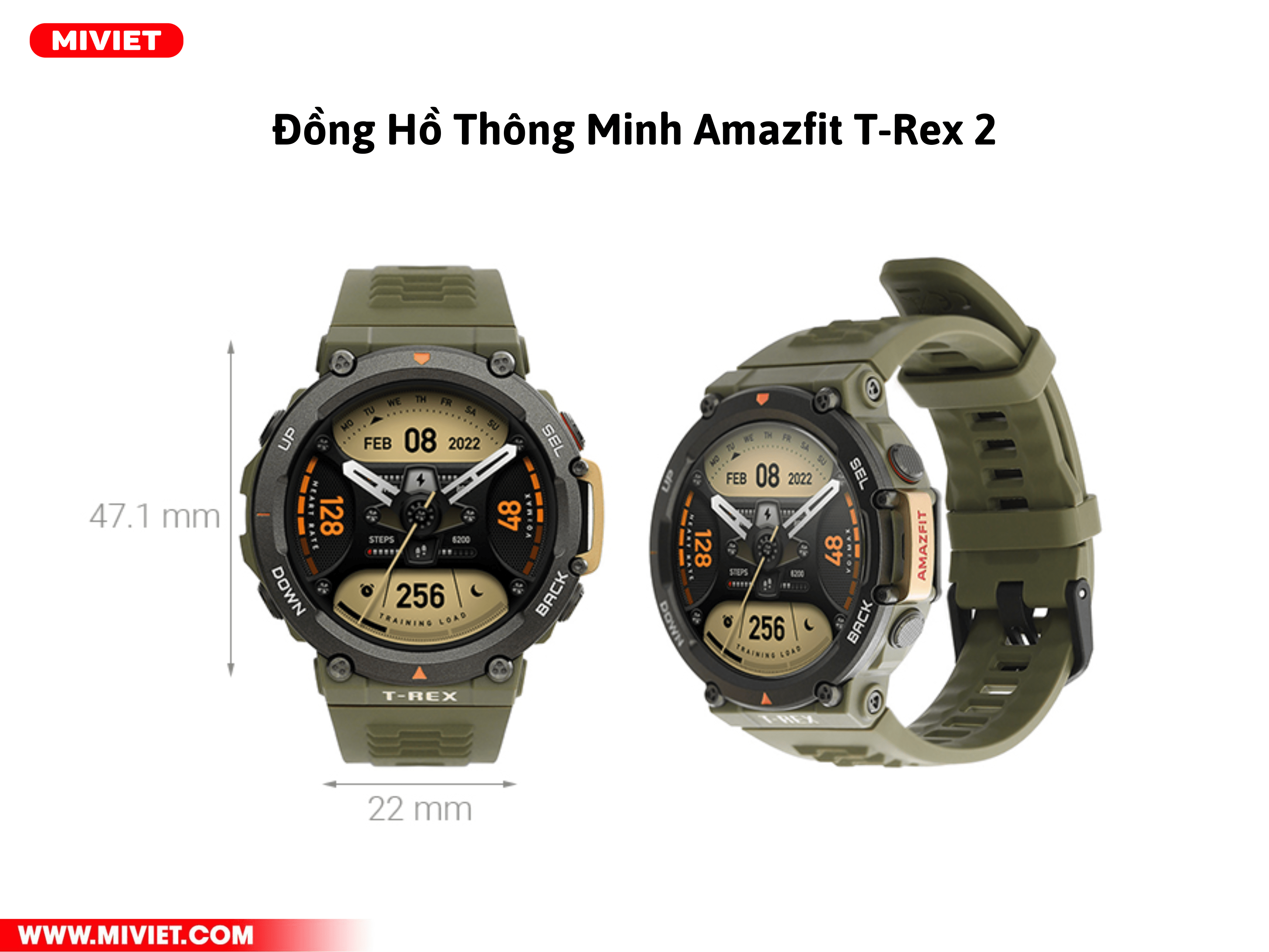 Thông số thiết kế Đồng Hồ Thông Minh Amazfit T-Rex 2