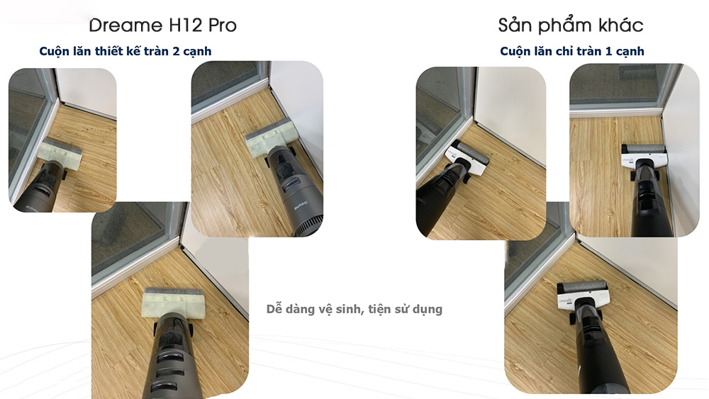 Thiết kế con lăn tràn viền, tăng diện tích làm sạch