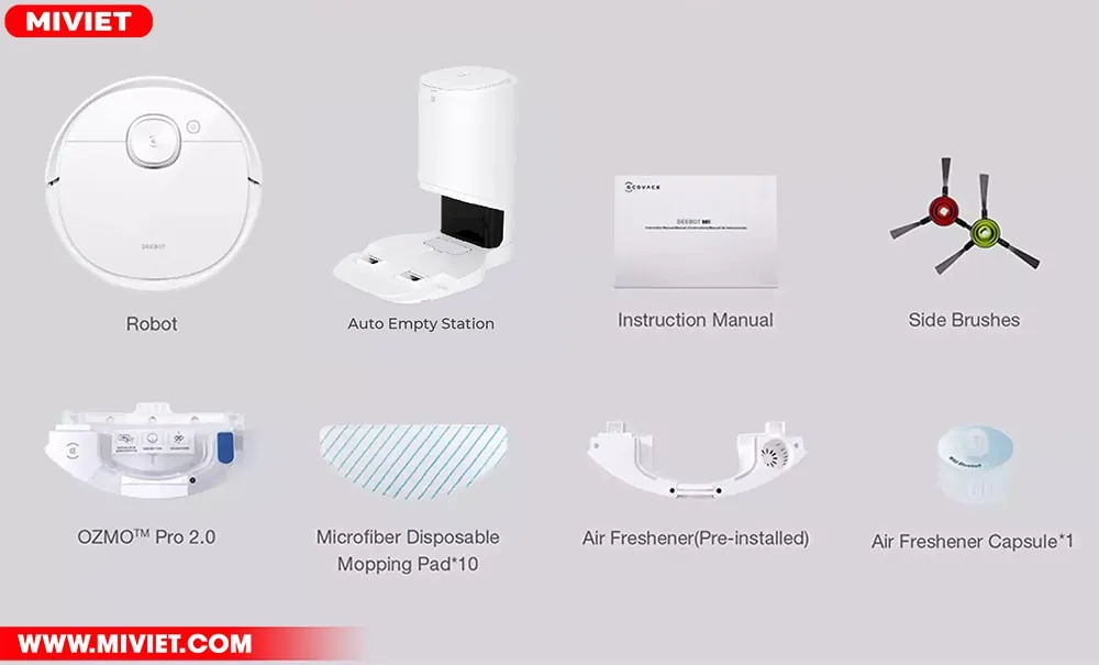 Bộ sản phẩm đầy đủ Ecovacs Deebot T9 Plus