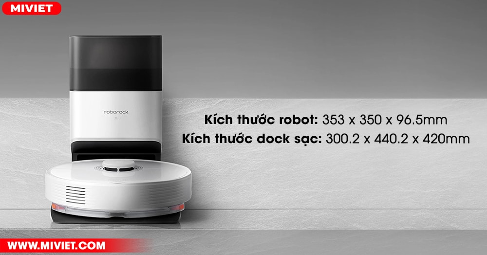 Kích thước Robot hút bụi lau nhà Roborock Q7 Max Plus
