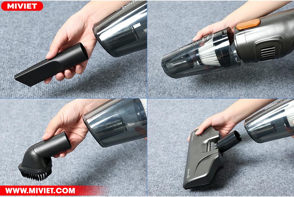 Máy hút bụi cầm tay - Có dây Deerma DEM-DX115C - Chính hãng 3 đầu hút đi kèm phù hợp cho từng mục đích sử dụng