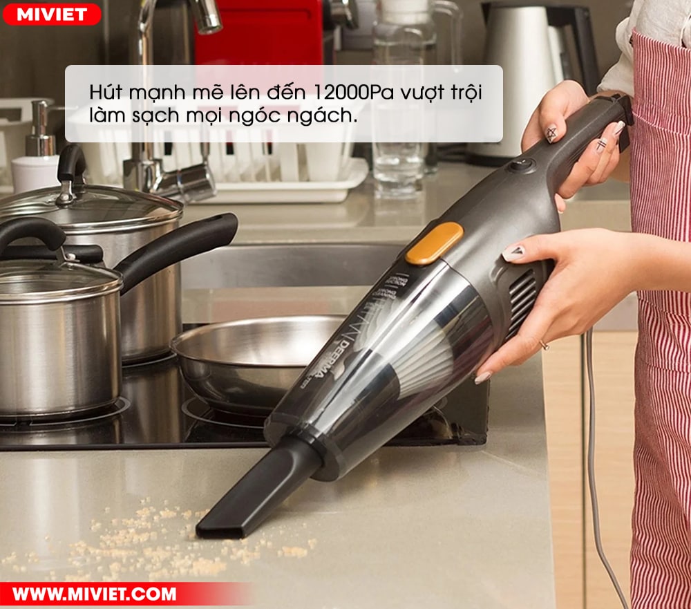 Máy hút bụi cầm tay - Có dây Deerma DEM-DX115C - Chính hãng Lực hút 12000Pa làm sạch mọi ngóc ngách
