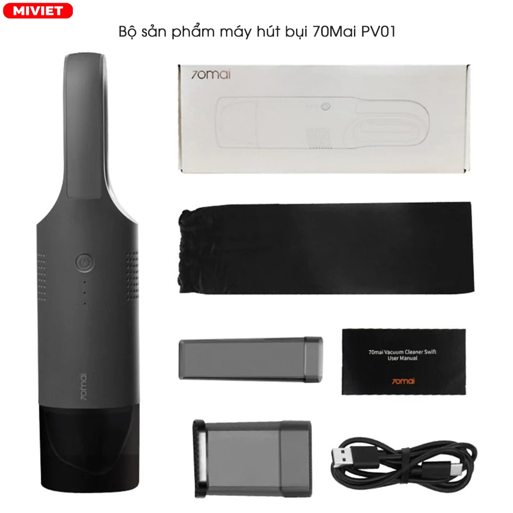 Bộ sản phẩm máy hút bụi ô tô mini không dây cầm tay 70Mai PV01