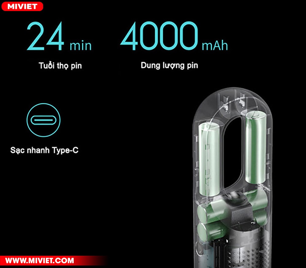 Cổng sạc Type-C thông dụng, viên pin 4000mAh