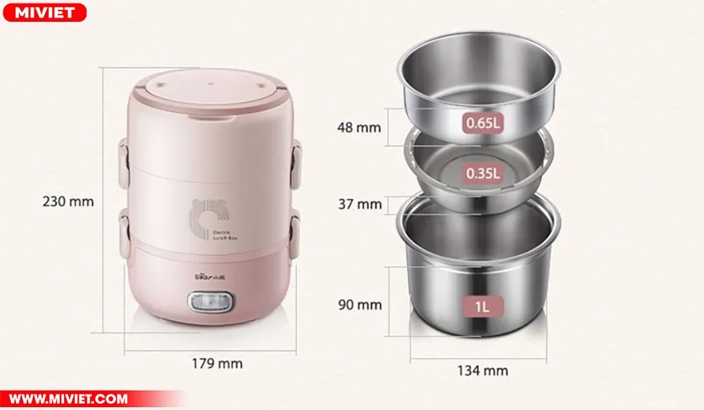 Hộp cơm điện cầm tay đa năng Bear DFH-B20S6 - Tiếng Anh - HDSD Tiếng Việt Chi tiết Hộp cơm điện cầm tay đa năng Bear DFH-B20S6