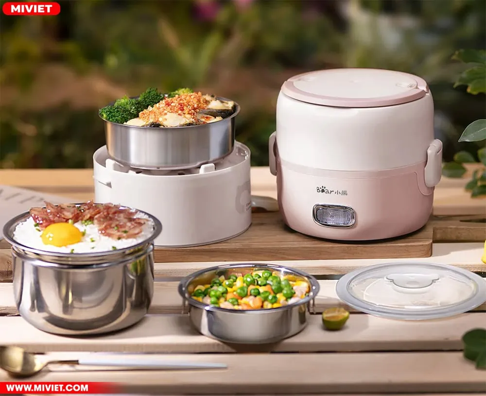 Hộp cơm điện cầm tay đa năng Bear DFH-B20S6 - Tiếng Anh - HDSD Tiếng Việt Thiết kế công sở, dễ dàng di chuyển