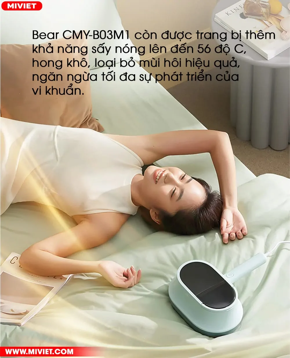 Máy hút bụi giường nệm đa năng Bear CMY-B03M1 - Dùng được tinh dầu Sấy nóng ở nhiệt độ 56 độ C