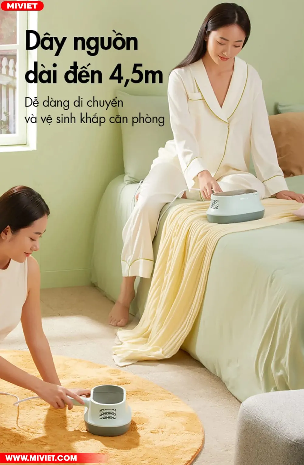 Máy hút bụi giường nệm đa năng Bear CMY-B03M1 - Dùng được tinh dầu Thiết kế nhỏ gọn, dây nguồn 4.5m dễ dàng thao tác