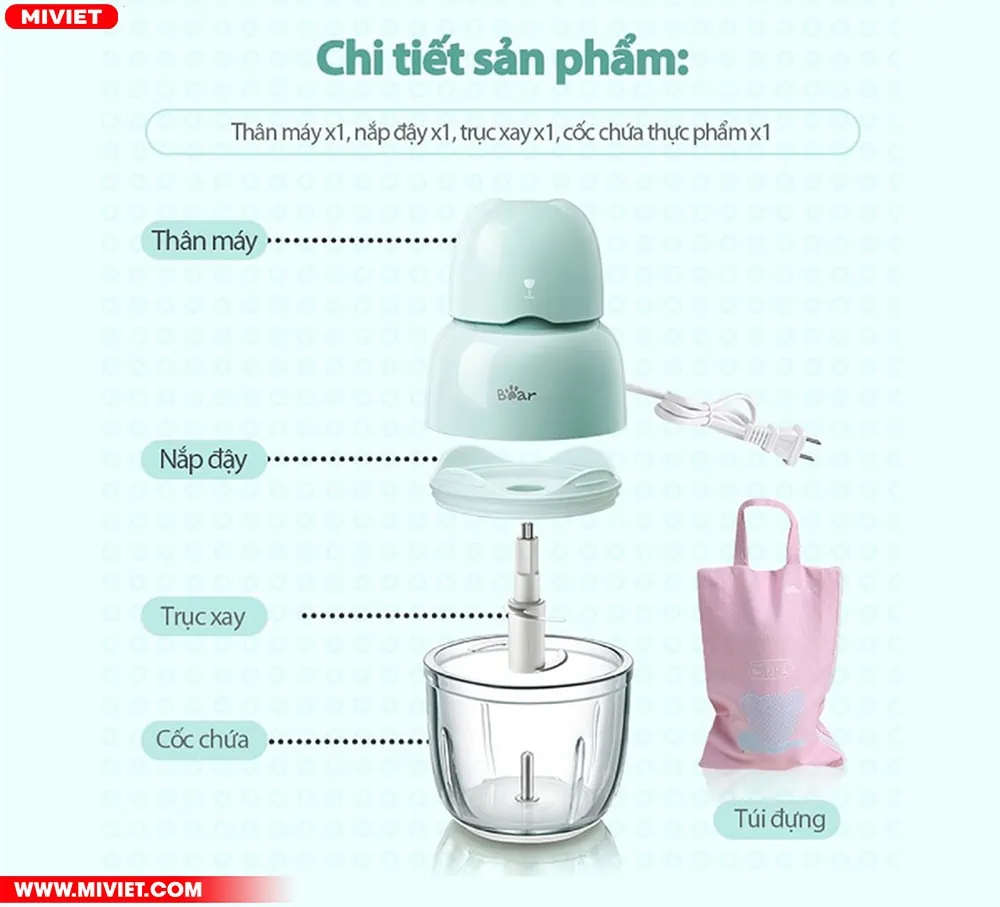 Chi tiết sản phẩm máy xay thực phẩm mini Bear QSJ-B01P1