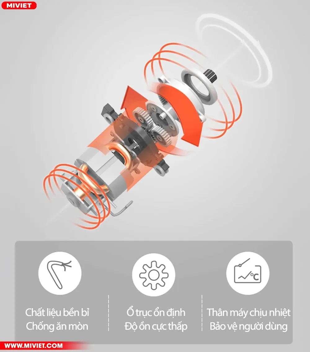 Động cơ êm ái, công suất 120W