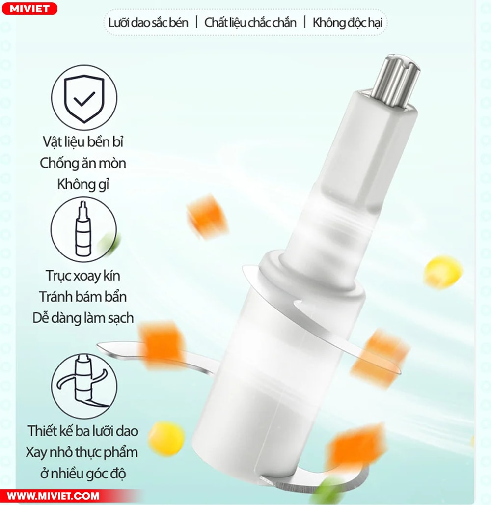Lưỡi dao được làm bằng thép không gỉ với 3 lưỡi sắc bén