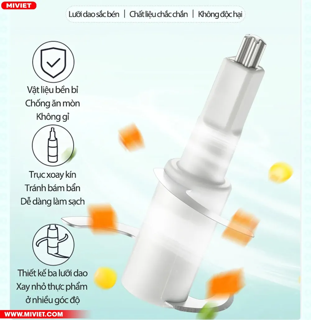 Lưỡi dao được làm bằng thép không gỉ với 3 lưỡi sắc bén