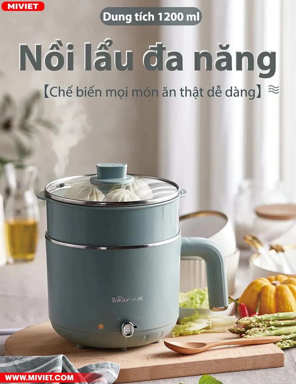 Nồi lẩu và hấp đa năng Bear DRG-D12M5 - Tiếng Anh - HDSD Tiếng Việt Nồi lẩu và hấp đa năng Bear DRG-D12M5