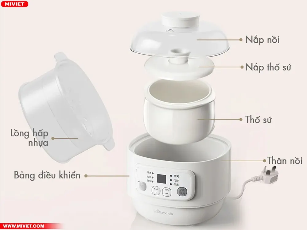 Bộ sản phẩm nấu chậm đa năng Bear DDZ-A08T8
