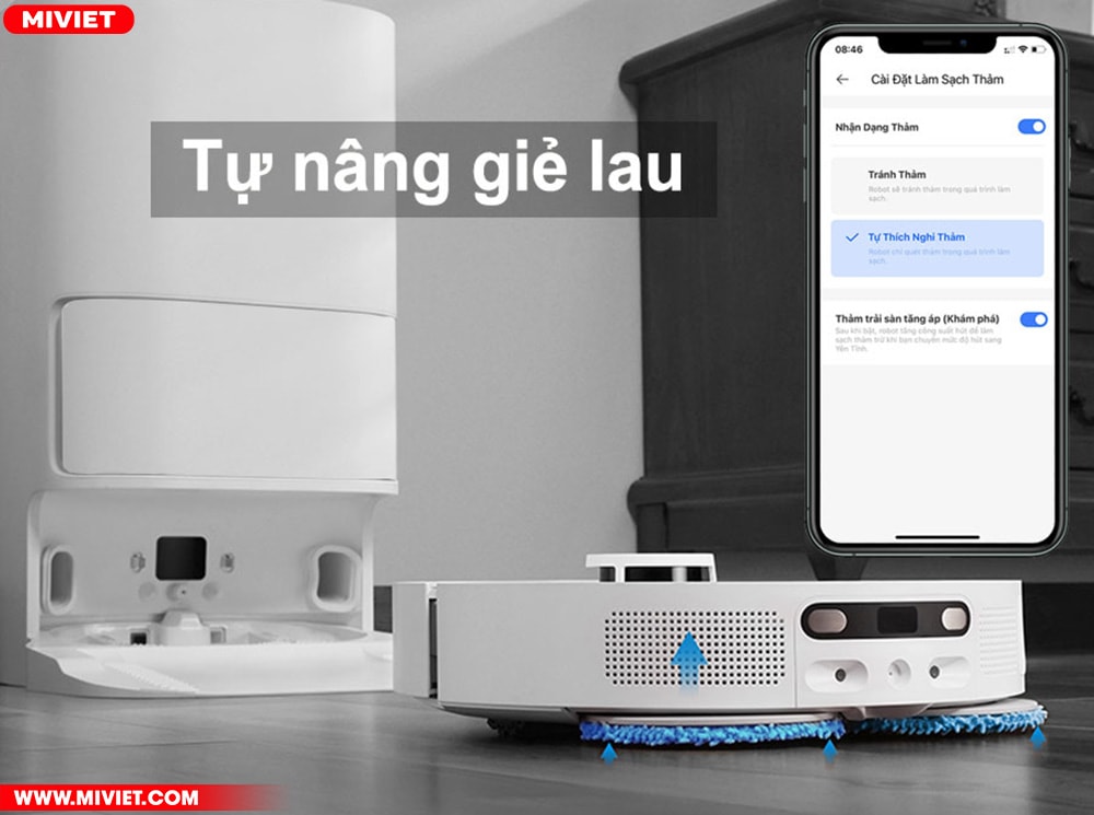 Robot hút bụi lau nhà Dreame L10 Ultra Công nghệ tạo áp lực, lau xoay 360 độ, nâng khăn lau khi gặp thảm