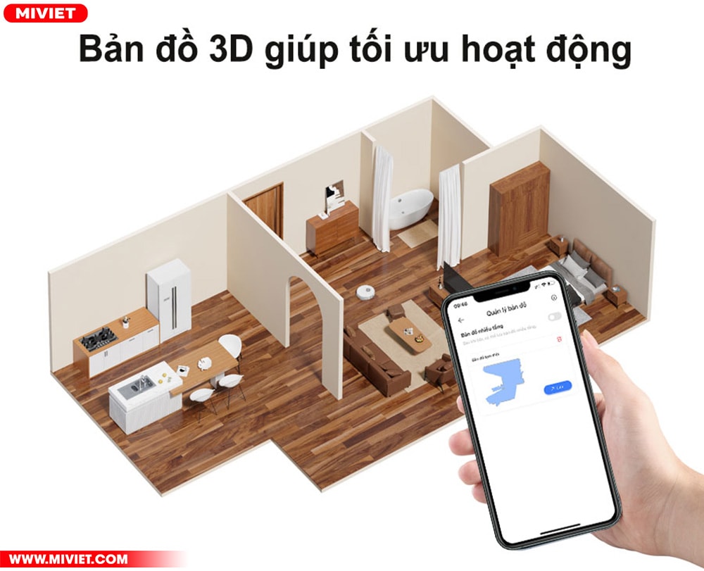 Robot hút bụi lau nhà Dreame L10 Ultra Lập bản đồ không gian 3D dễ dàng quan sát