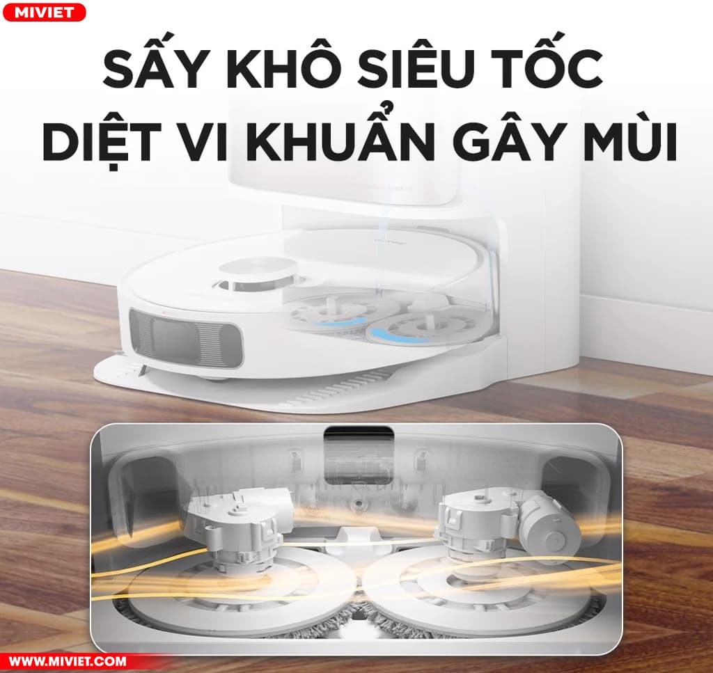 Robot hút bụi lau nhà Dreame L10 Ultra Quy trình sấy khô bằng khí nóng trong 2 giờ