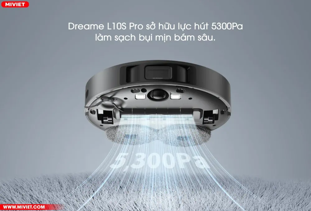 Lực hút 5300Pa, đánh bay bụi mịn bám sâu