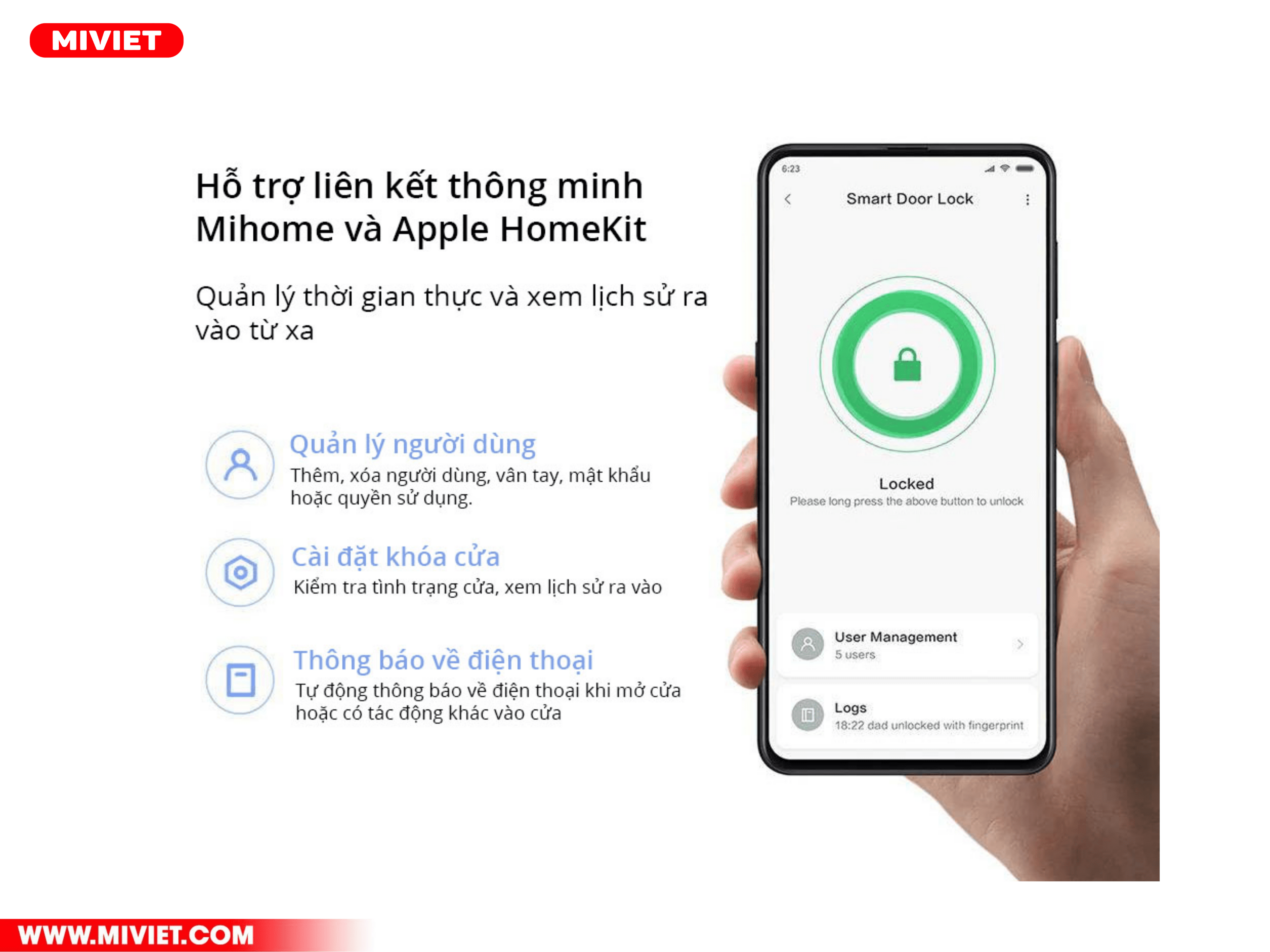 Khóa cửa thông minh Aqara N100 kết nối với app thông minh