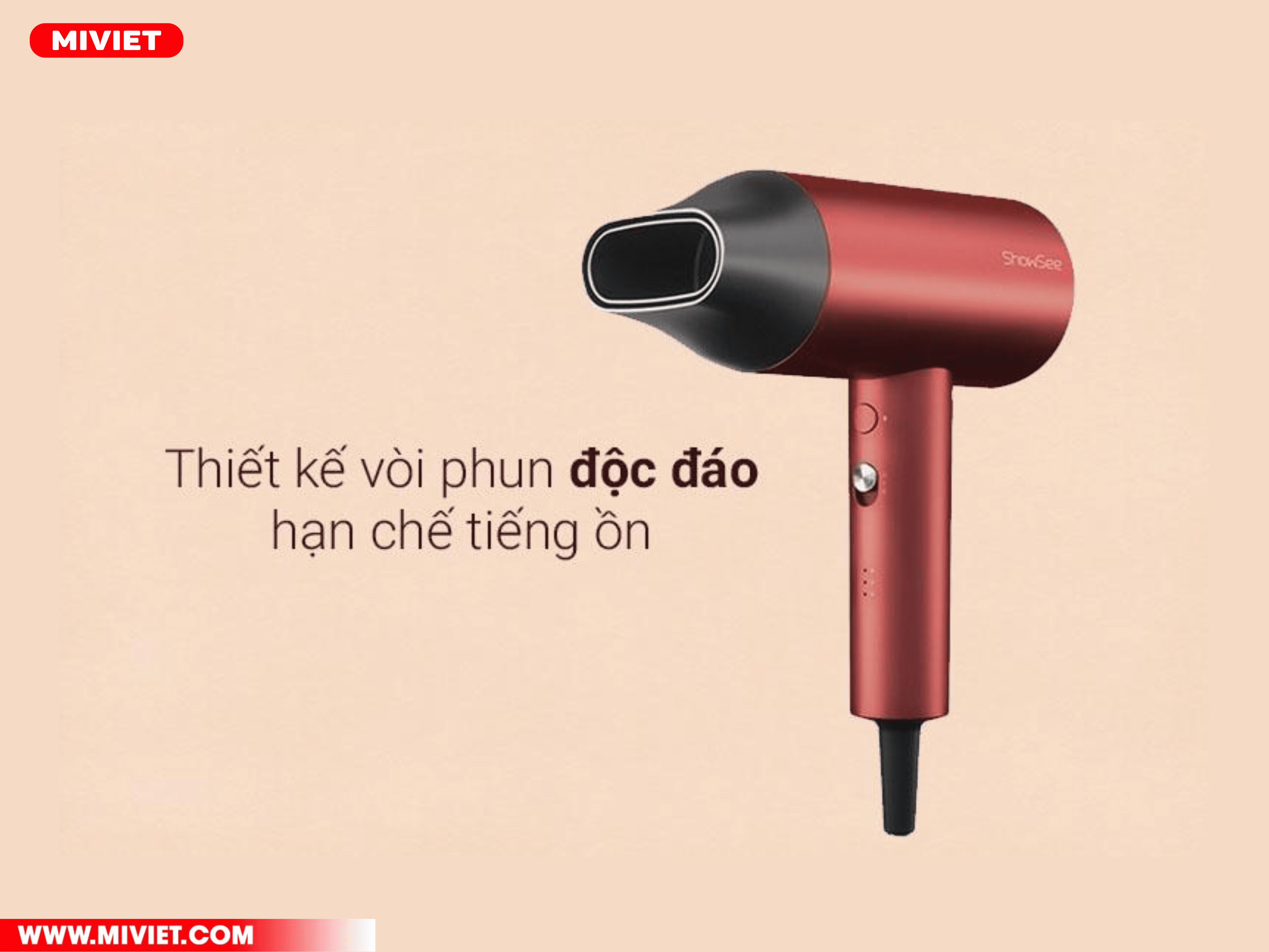 Máy sấy tóc Showsee A5-R - Hàng chính hãng Thiết kế vòi phun độc đáo làm giảm tiếng ồn