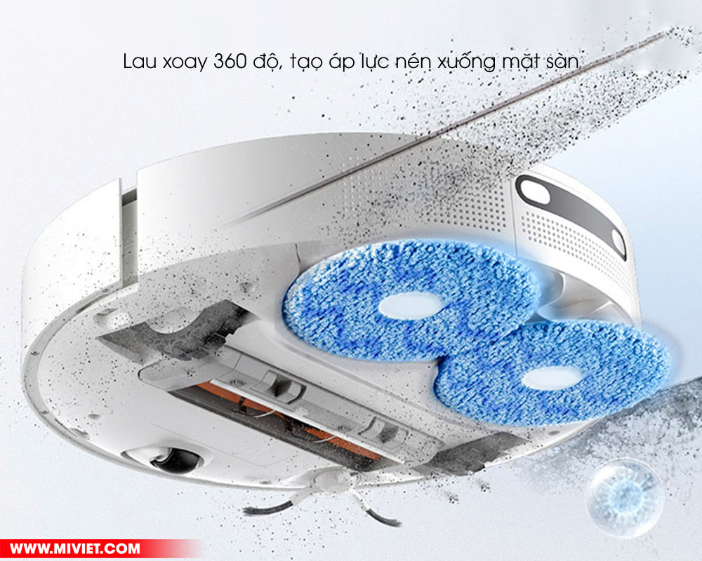 Lau xoay 360 độ, tạo áp lực nén xuống mặt sàn