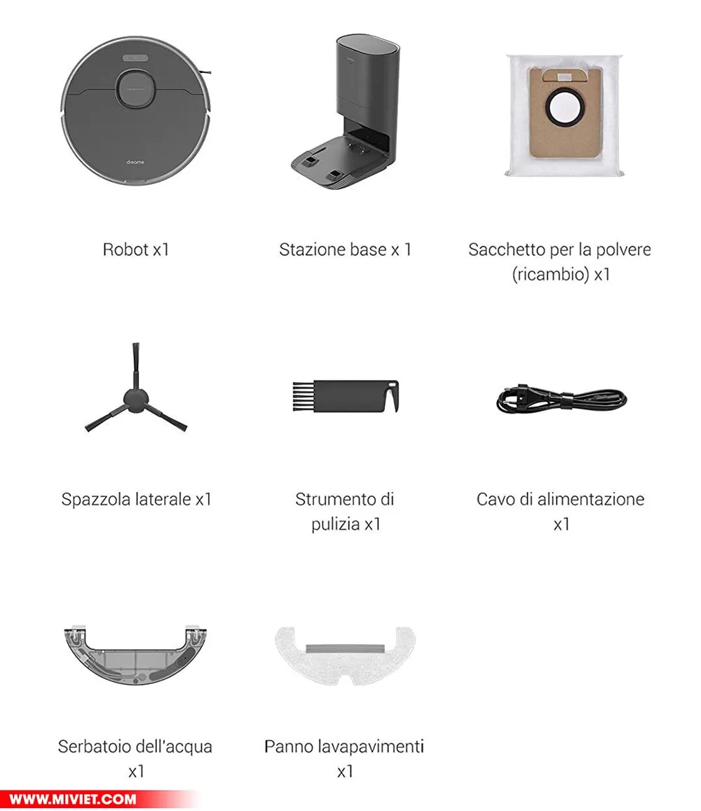 Robot hút bụi lau nhà Dreame D10s Plus - Lực hút 5000 PA - Camera né tránh AI - New 2023 Bộ sản phẩm Robot hút bụi Dreame D10S Plus