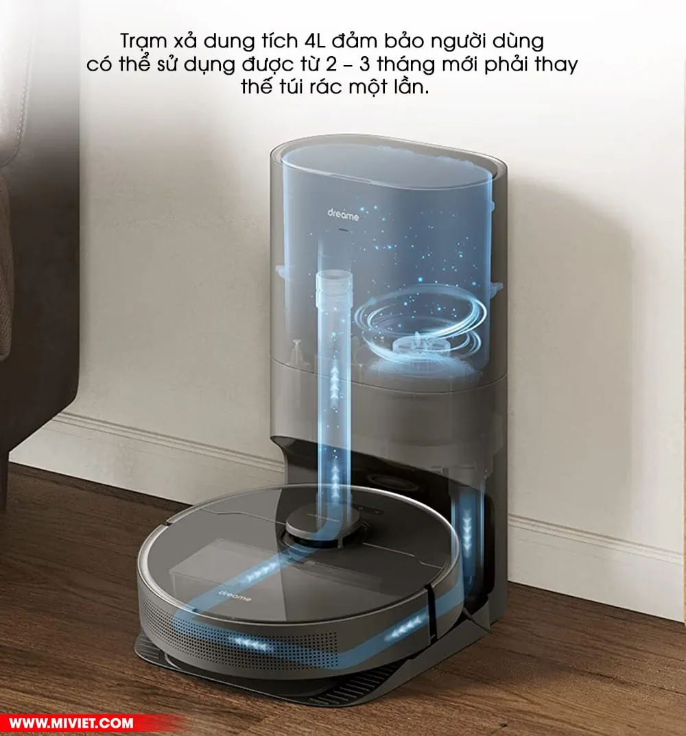 Robot hút bụi lau nhà Dreame D10s Plus - Lực hút 5000 PA - Camera né tránh AI - New 2023 Dock sạc kiểm trạm xả bụi tự động dung tích 4L