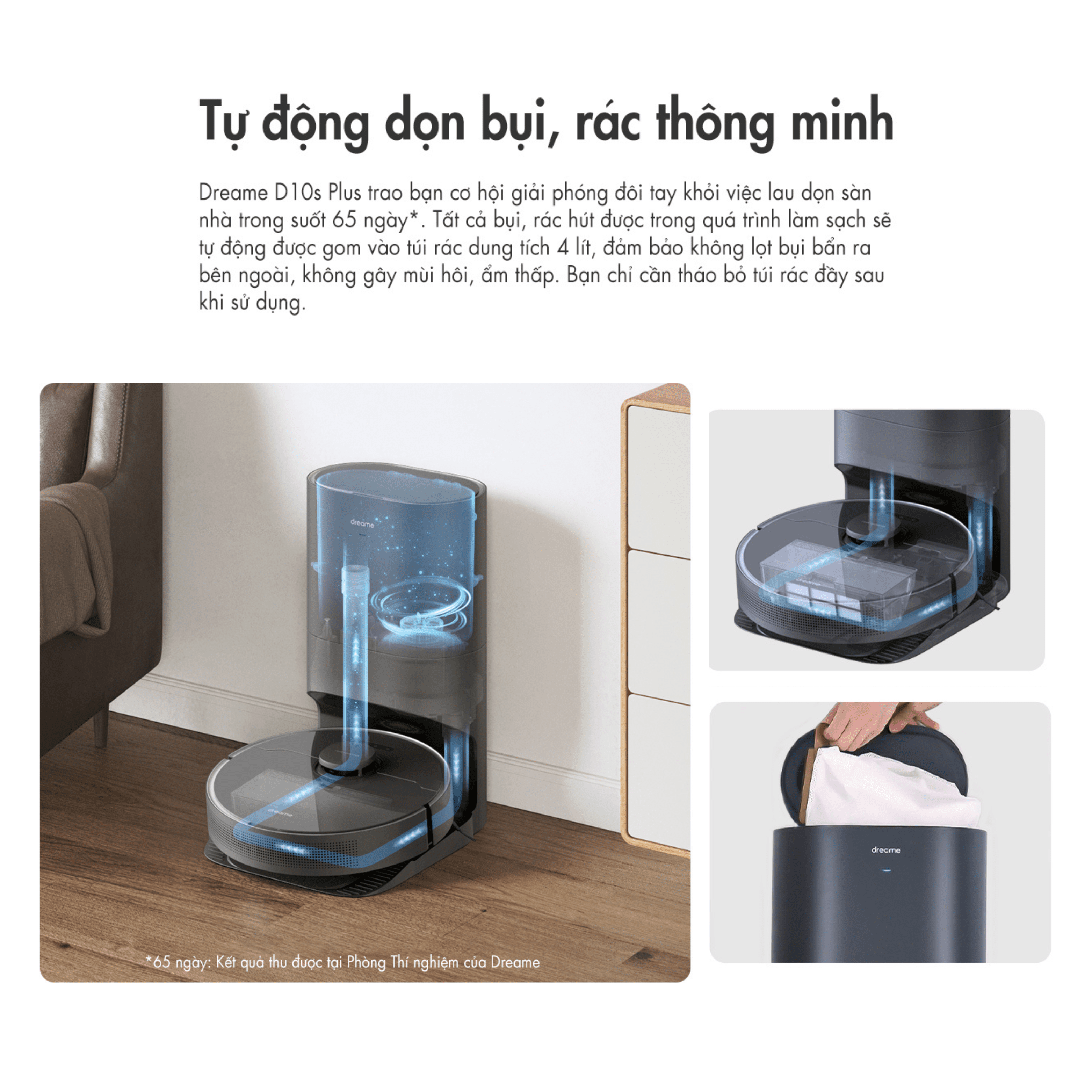 Robot hút bụi lau nhà Dreame D10s Plus - Lực hút 5000 PA - Camera né tránh AI - New 2023 Robot hút bụi lau nhà Dreame D10s Plus - Lực hút 5000 PA - Camera né tránh AI - New 2023 - Ảnh 4