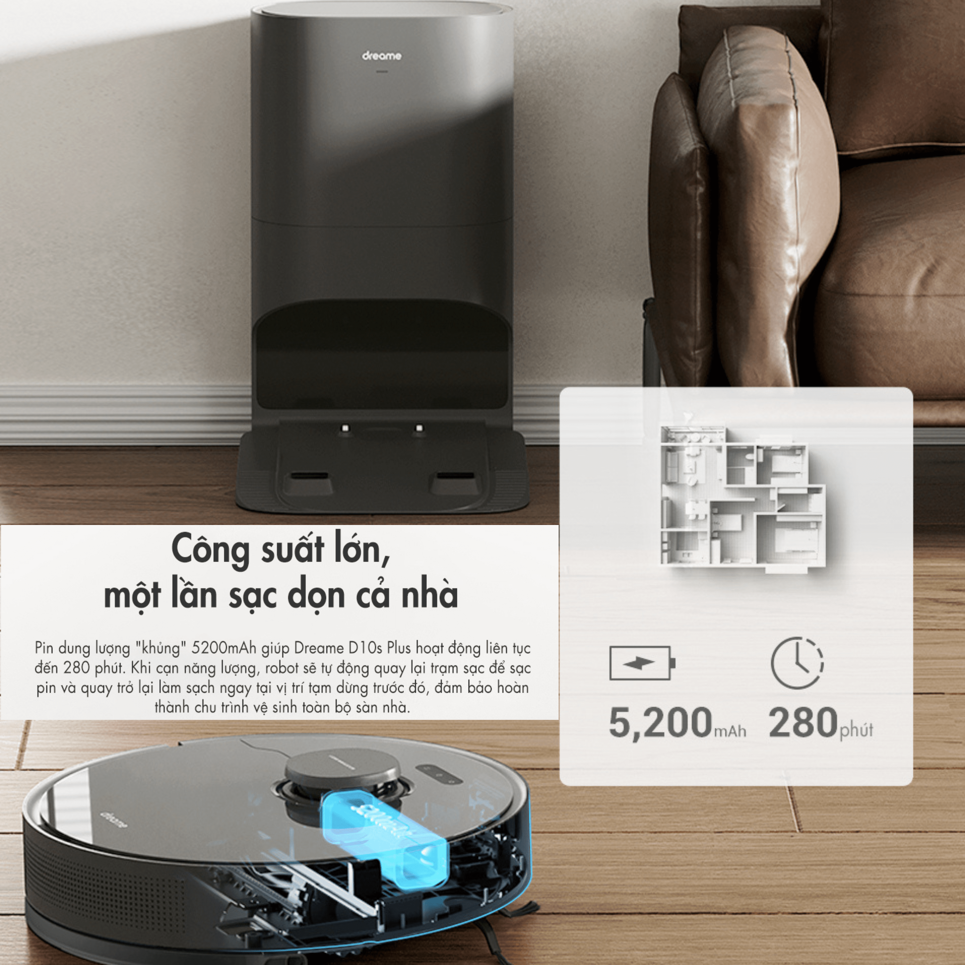 Robot hút bụi lau nhà Dreame D10s Plus - Lực hút 5000 PA - Camera né tránh AI - New 2023 Robot hút bụi lau nhà Dreame D10s Plus - Lực hút 5000 PA - Camera né tránh AI - New 2023 - Ảnh 7