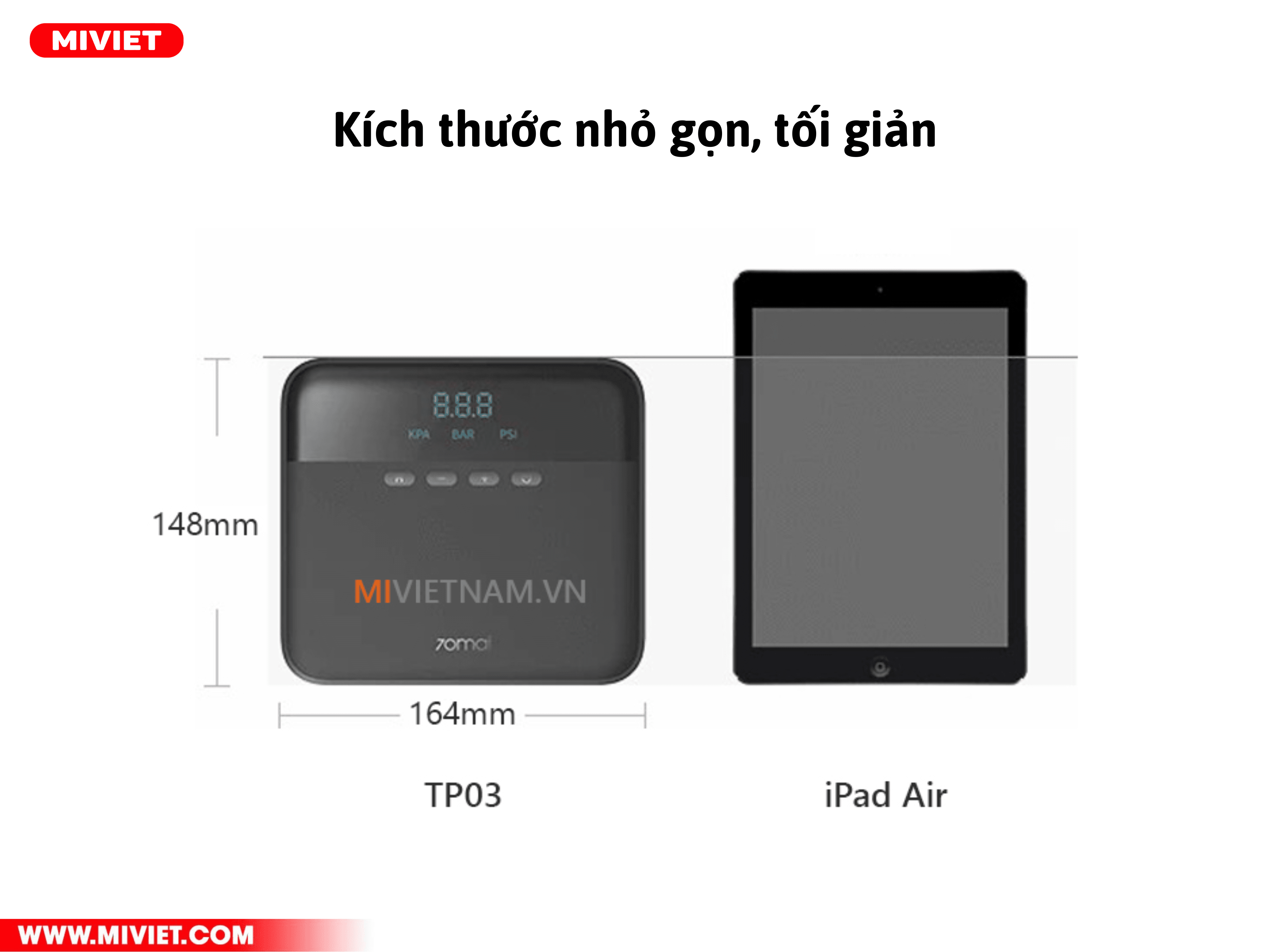Máy bơm lốp xe ô tô 70 Mai Midrive TP03 có thiết kế nhỏ gọn 