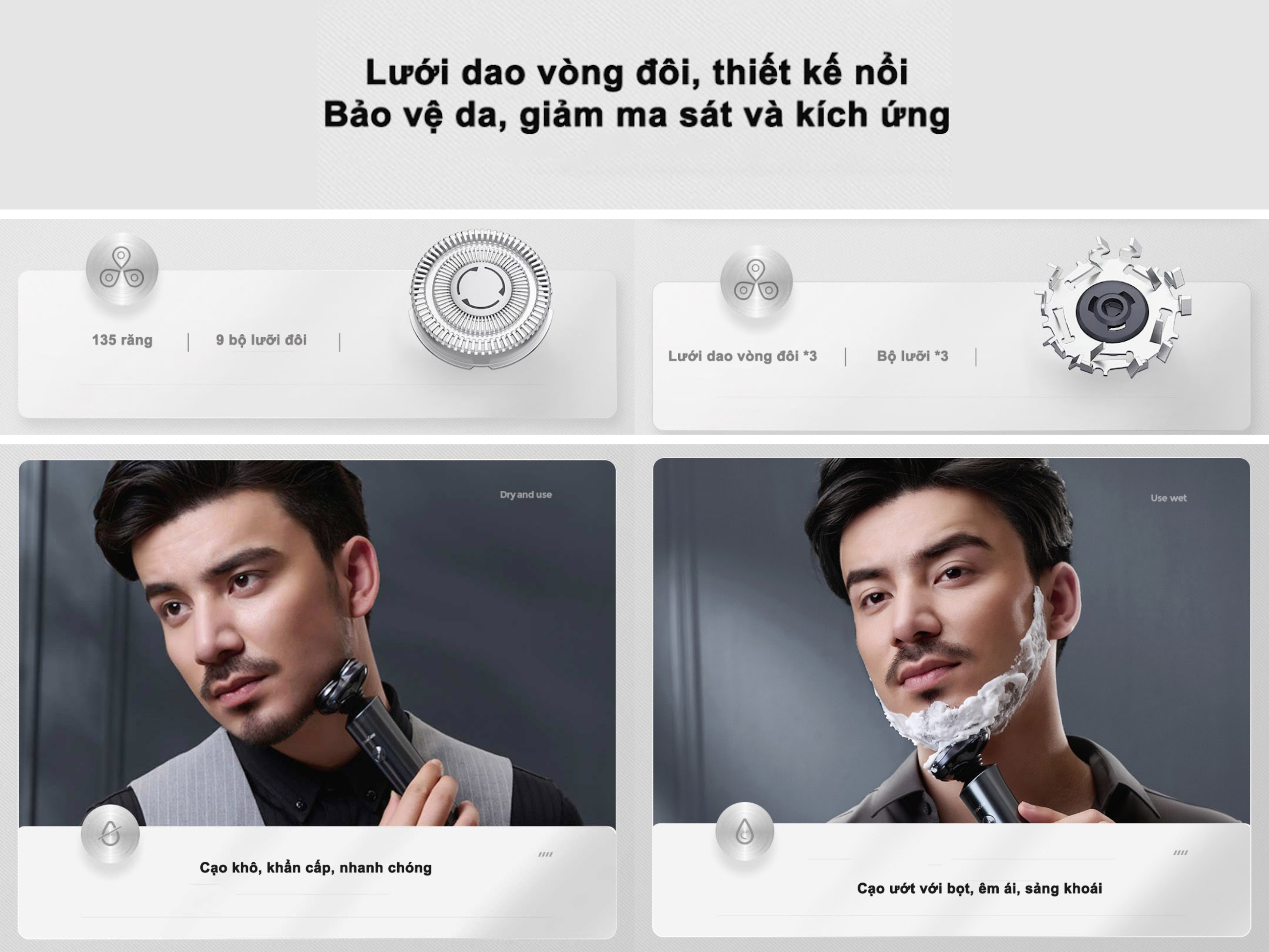 Lưỡi dao được thiết kế vòng kép veneer