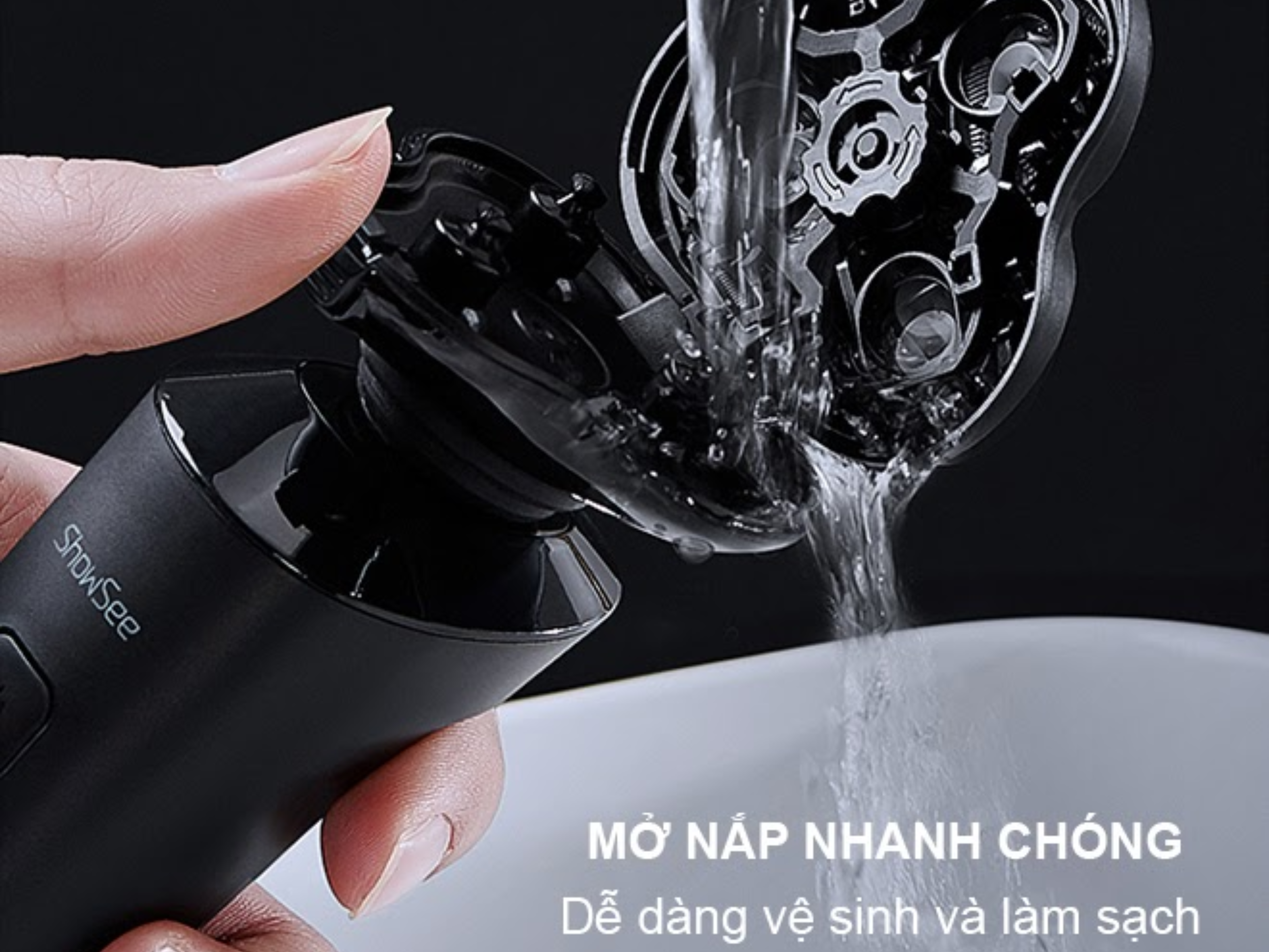 Hệ thống chống nước của máy cạo râu ShowSee F303-BK đạt chuẩn IPX7
