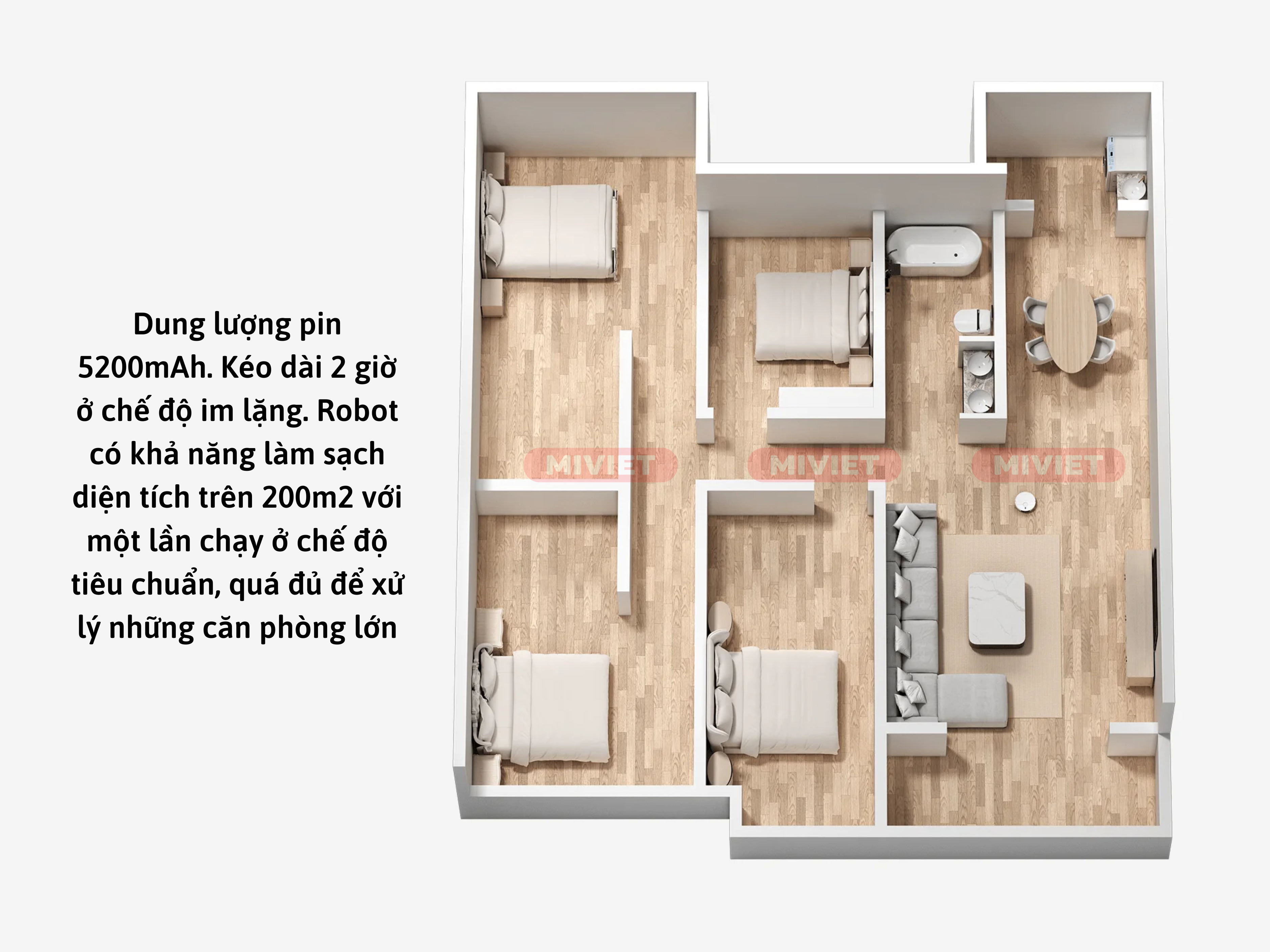 Dung lượng Pin lớn, sử dụng liên tục 180 phút chế độ tiêu chuẩn